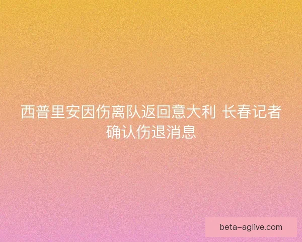 西普里安因伤离队返回意大利 长春记者确认伤退消息