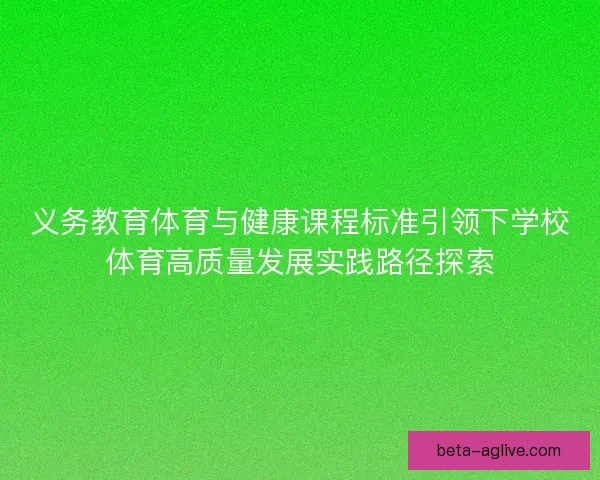 义务教育体育与健康课程标准引领下学校体育高质量发展实践路径探索
